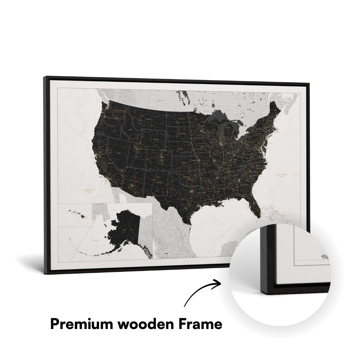 Smart Pin USA-Karte – Schwarz