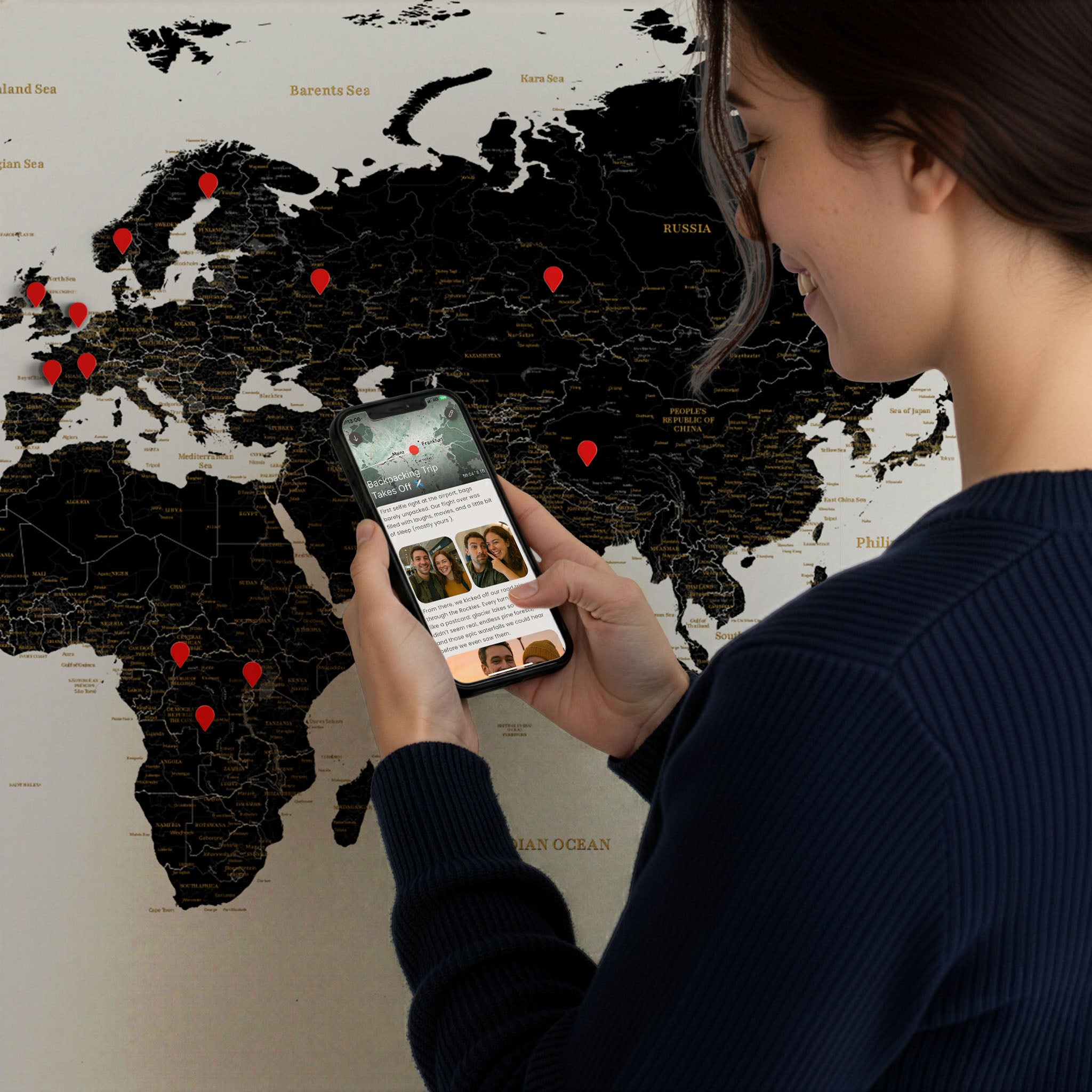 Smart Pin Weltkarte – Schwarz