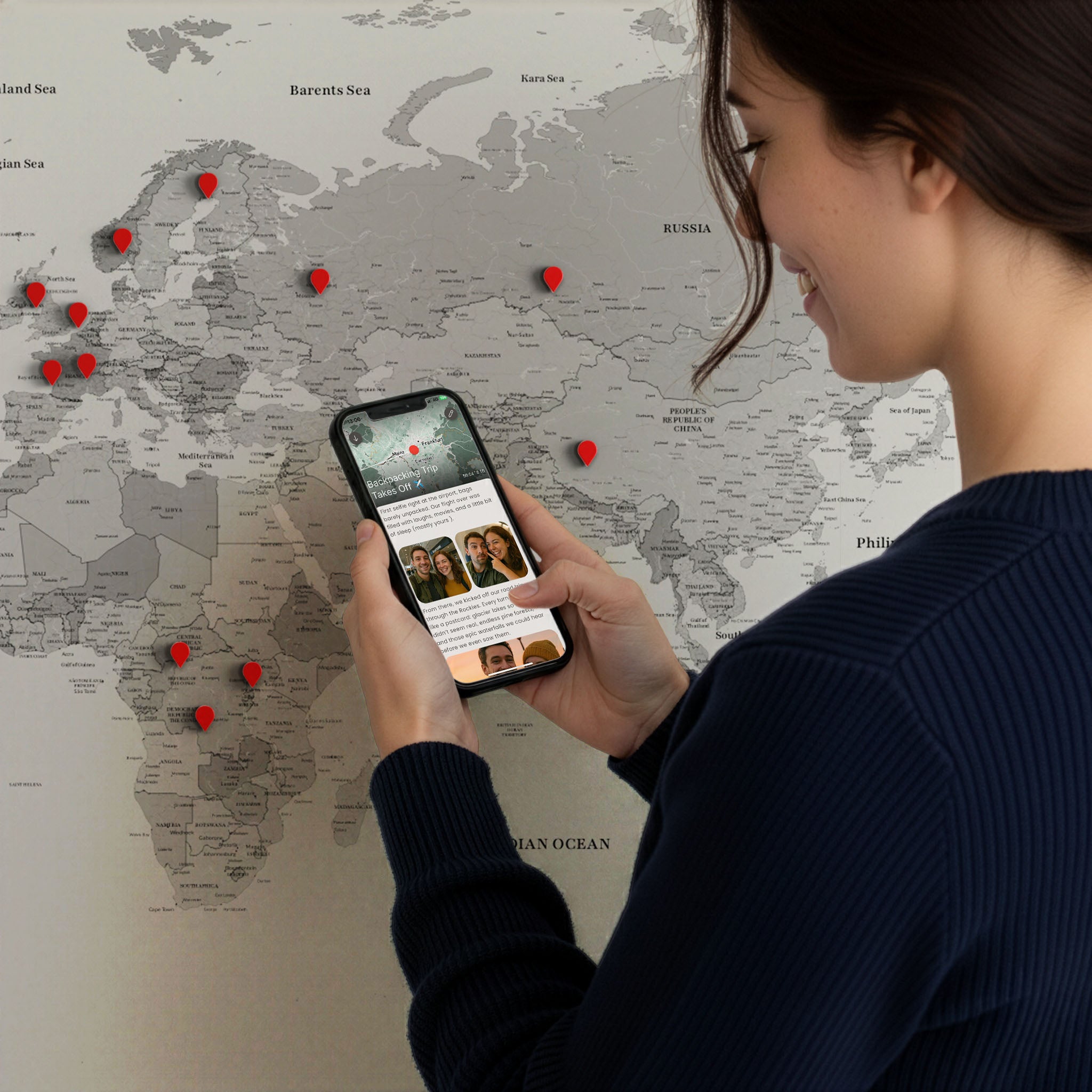 Smart Pin World Map - White