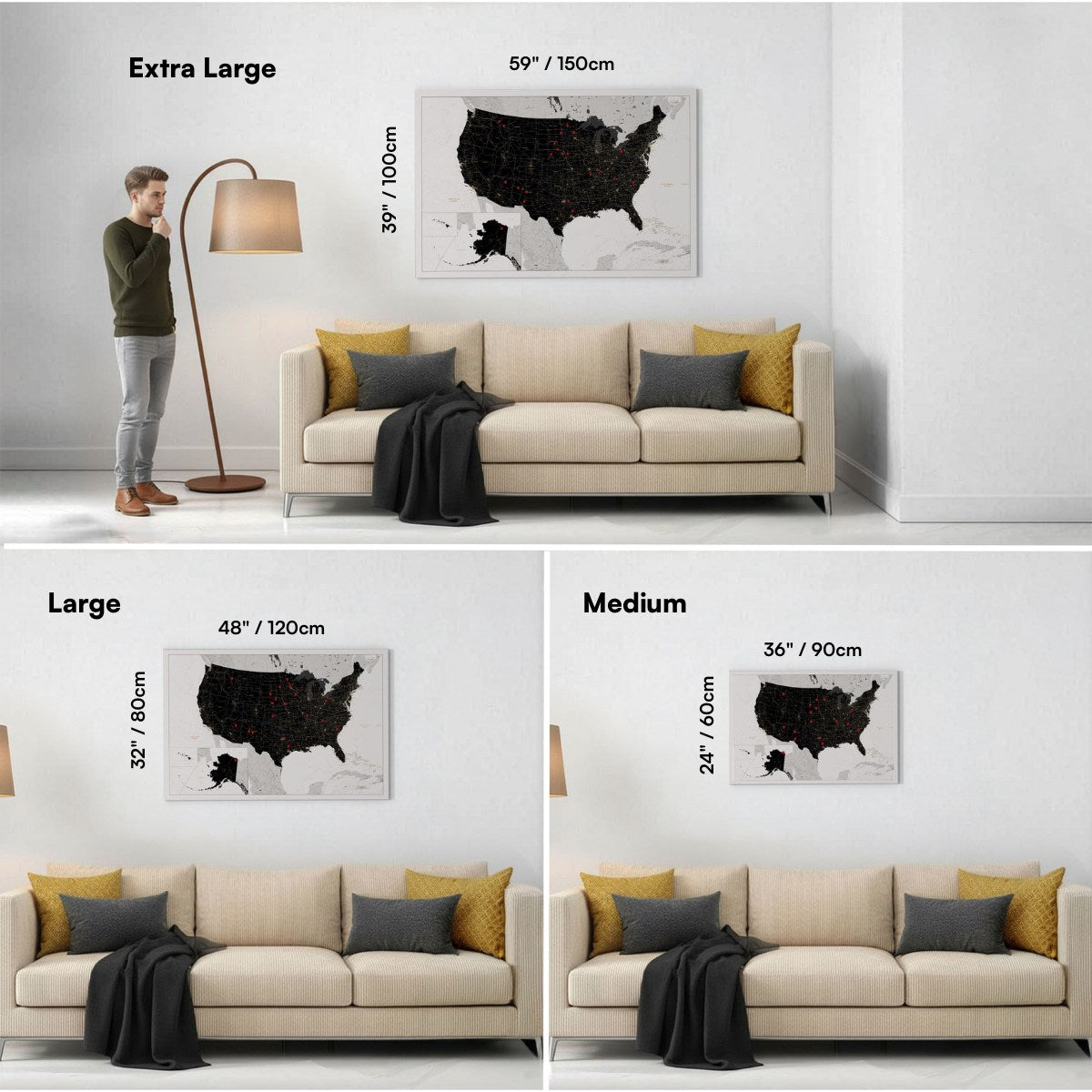 Smart Pin USA-Karte – Schwarz