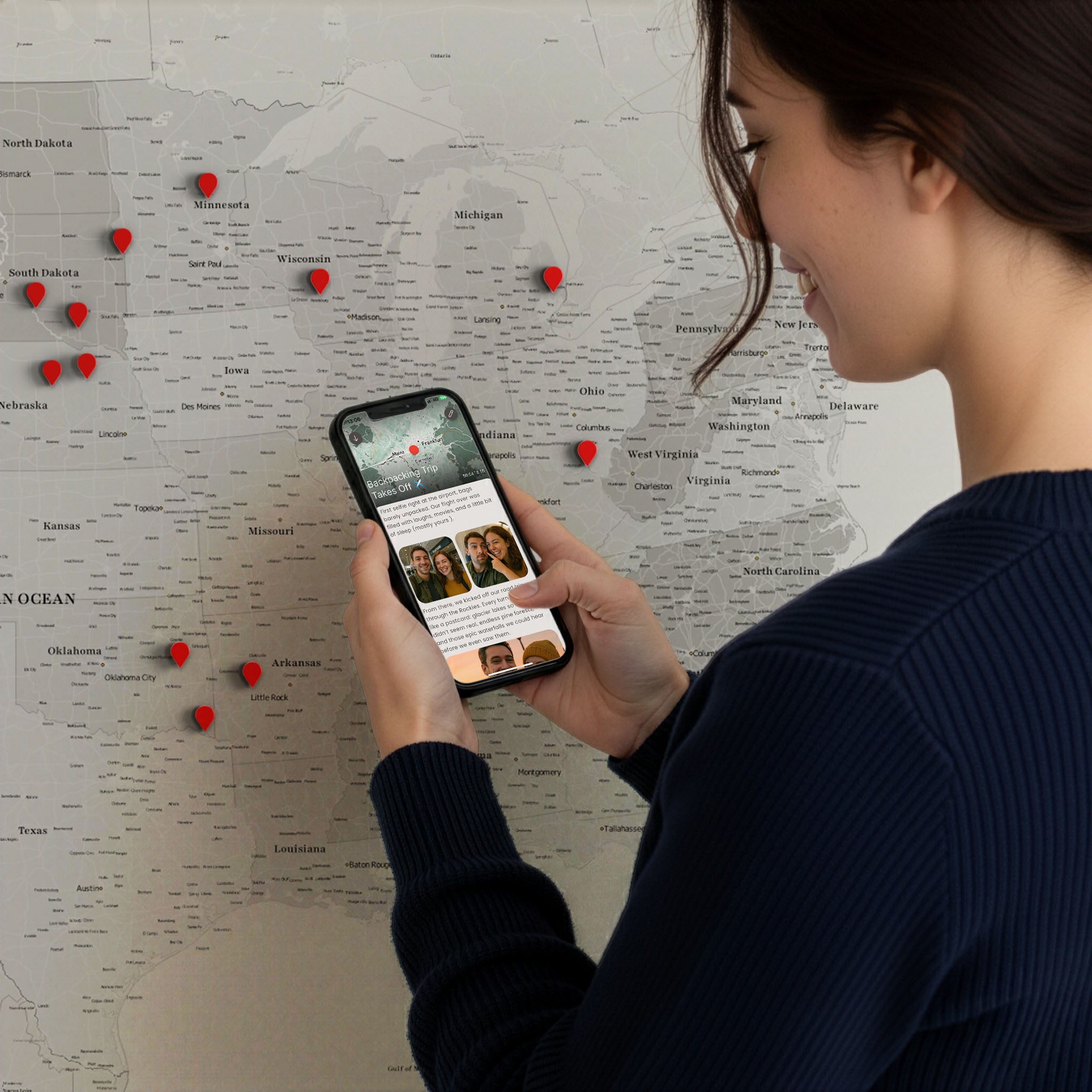 Smart Pin USA Map - White